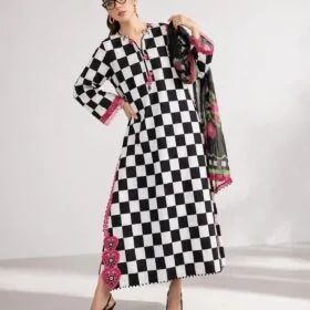 Blush Mosaic | Checkerboard 3 Piece Lawn Suit