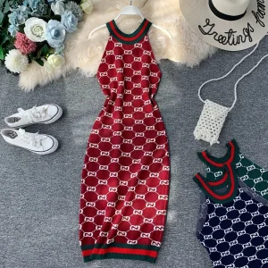 Gigi Signature Monogram Knit Bodycon Dress - Sleeveless