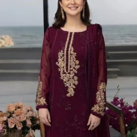 Azure Chiffon Suit Replica, Maroon Chiffon 3 piece