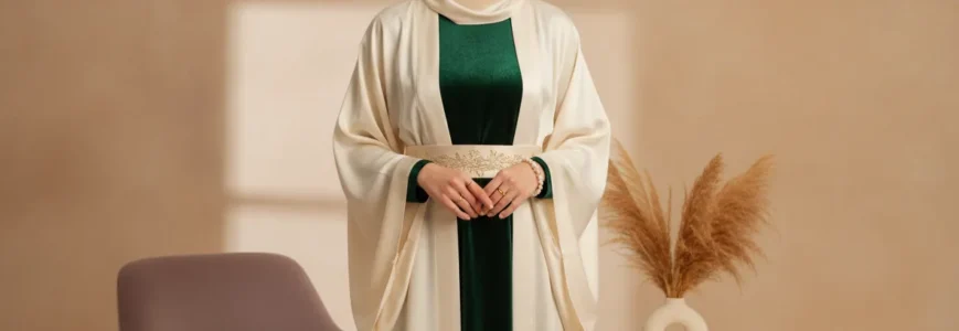 Elegant modest-luxury aesthetic, poised feminine mood, soft diffused