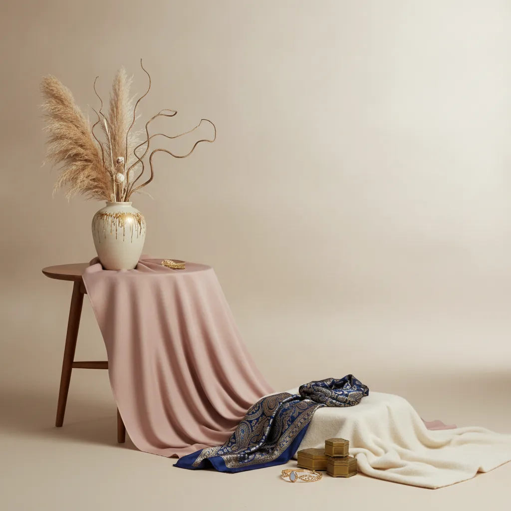 Elegant modest-luxury aesthetic, graceful feminine mood, soft diffused